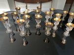 Venetian hand blown 18-pc Vintage Crystal Glasses, 24 carat Gold embellishments.