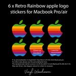 6 x Classic Retro Rainbow Logo Stickers For 11 12 13 Apple Macbook Air Pro M3 M4