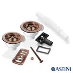 2x 90mm Antique Copper Waste & Overflow For Astini RAK, Rangemaster Ceramic Sink