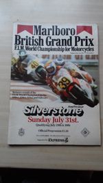 1983 SILVERSTONE PROGRAMME 29/7/83 - MARLBORO BRITISH MOTORCYCLE GRAND PRIX