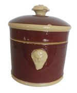 Antique French Pottery Sarreguemines Lidded Tobacco Jar circa Early 20th Century