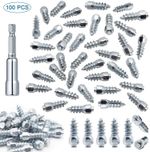 100Pcs Tire Studs 12mm for Snow Ice, Screw-in Studs with Installation Tool