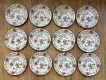 Antique Samson Paris Set of 12 Porcelain Plates Famille Rose Mandarin Duck Lotus