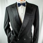 JEFF & CO Black  Satin Striped Double Breasted Tuxedo Suit Size 40L 38"W x 32"L