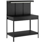 110 cm Workbench with Pegboard, Heavy Duty Work Table with Power Strip