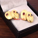 Heated Ruby & Heated Sapphire Gemstone With Gold Plated Silver Cufflinks #143
