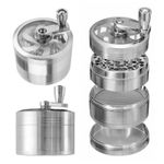 Chrome Metal Dry Herb Crusher Tobacco Spice Handle Grinder 4 Layers Piece Silver