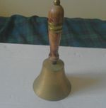 Vintage Brass School Dinner Bell With Wooden Handle