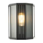 Contemporary Outdoor Garden Half Lantern Wall Lamp with Clear Ribbed Glass by...