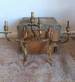Pair French Ornate Gilt Bronze Rococo Louis XV Style Wall Sconce Lights