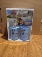 NEW PAW Patrol 3pc Bathroom Accessory Set Toothbrush Cup~Soap Pump~Storage Bin