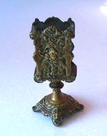 ANTIQUE ORNATE BRONZE MATCH BOX HOLDER STAND NUMBERED 2362