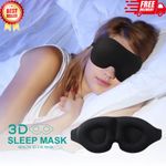 Soft Padded Sleep 3D Mask Eye Blackout Luxurious Blindfold Travel Eye Cover UK✅