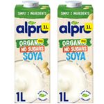 2x1L Alpro Organic Soya No Sugars Long Life Dairy Free Drink