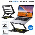 360° All Metal Portable Laptop Tablet Stand Riser Adjustable Holder For Desk