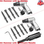 150mm Air Hammer Drill Gun With 4x Chisels / Needles Descaler Paint Rust Remover