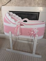 Made To Order- Crochet Moses Basket with mattress 5-7 weeks delivery NOT STAND