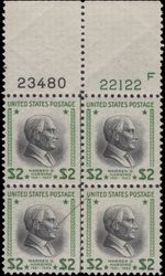 Scott # 833 - US Plate Block Of 4 - Harding- $2 Yellow Green & Black - MNH- 1938