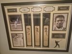 CRICKETING KNIGHTS HADLEE SOBERS WEEKES HAND SIGNED MINI BAT DISPLAY CERT AUTH