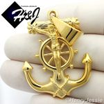 MEN's Stainless Steel Gold Plated Anchor JESUS Cross Charm Pendant*GP58