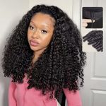 Burmese Curly Half Wig Human Hair Glueless Wear & Go Headband 14" Natural Black