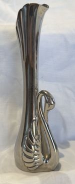 Vintage Art Deco Swan Vase Believed To Be Silver Plated No Markings