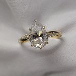 2.86TCW Pear Moissanite Hidden Halo Engagement Ring Solid 14k Yellow Gold Plated