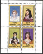 Staffa Scotland, 1981, Kings & Queens, MNH M/S Sheet of 4 Stamps #M2126