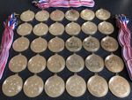 100x Gold Metal Football Medals for Kids and Adults - With Ribbons