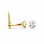 9ct Yellow Gold 3mm Cubic Zirconia Claw Set Hinged Nose Stud 375