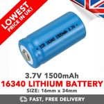16340 Lithium Cell Rechargeable Battery 3.7v 1300mAh CR123A + Device