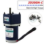 DC 12V/24V 20W Micro Silent Gearmotor Metal Gearbox Motor 10RPM to 600RPM 2D20GN