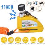 Alarm Disc Lock 110dB Alarm Anti Theft Waterproof Motorcycle Disc Lock w/ Cable