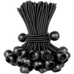 4"- 10" Heavy Duty Elastic Black Ball Bungees Tarp-Tent Shock Cord Loop Tie Down