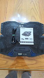 Topmate C5 5-Fan USB Laptop Cooling Pad Adjustable Stand Black/Blue 14-17in