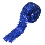 3.5-Yards 2 Inch Elastic Sequins Trim 5Rows Flat Sequin Strip Blue