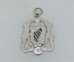 Antique Sterling Silver Blank Irish Harp Shield Medal Watch Fob
