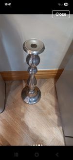 Very Tall Chrome Coloured Nice Shaped Candlestick