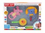 Baby Teether Rattle Set Toy 3pcs Various Cartoons animal shapes Shake Gift box 