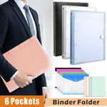 A4 Ring Binder Organiser with 6Pcs Punched Pockets Upgraded Folders for Office