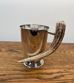 ANTIQUE PINDER BROS SHEFFIELD SILVER PLATE HORN HANDLED TANKARD ALE MUG