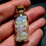 Natural Ethiopian Multi Fire Polished opal in Glass Cork Wishing Bottle