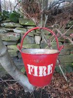 Rustic vintage hanging Fire Bucket Upcycled classic industrial coal