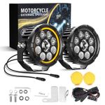 2X 4.5" Motorcycle LED Headlight W/Amber Auxiliary Spot Lights Driving Fog Lamp