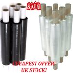 STRETCH CLING FILM EXTENDED CORE 400MM STRONG PALLET SHRINK WRAP BLACK CLEAR