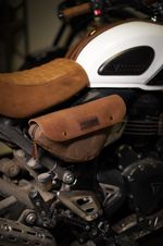 Tobacco Brown Leather & Canvas Side Bag RH for Triumph 400 Speed Scrambler