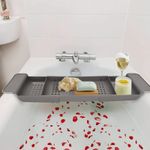 Bathtub Plastic Caddy Bath Bridge Tray Rack Extendable Bathroom Shelf Organiser