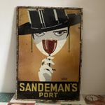 Sandeman's Port porcelain enamel on steel advertising sign 16"x23" 