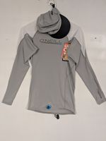 Oneill TRVLR Long Sleeve Hooded UV Rash Vest Cool Grey Size Medium NWT
