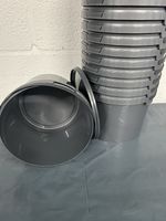 12x 3 LITRE FOOD GRADE PLASTIC BUCKETS. HANDLE & LID. TAMPER EVIDENT. GREY.ROUND